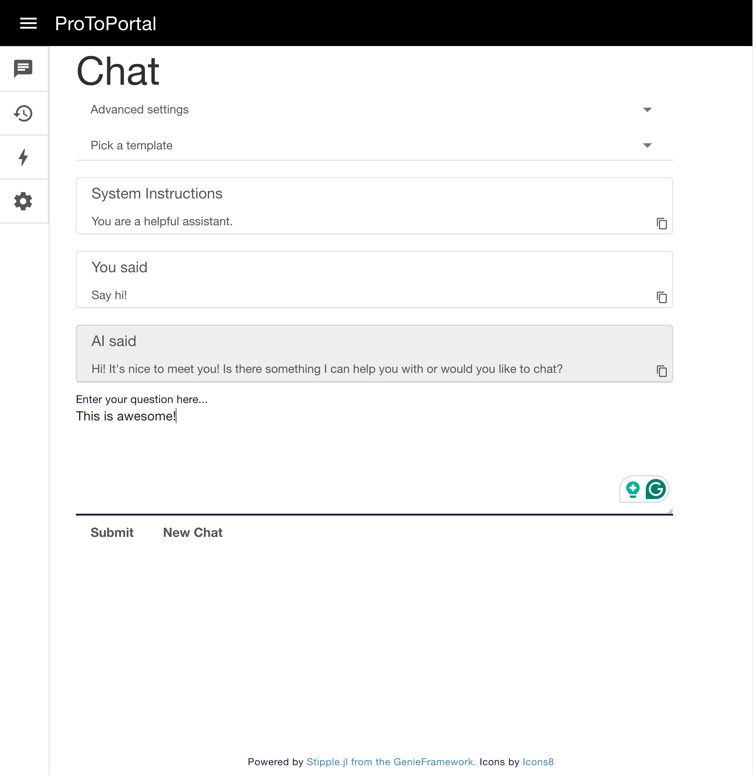 chat interface