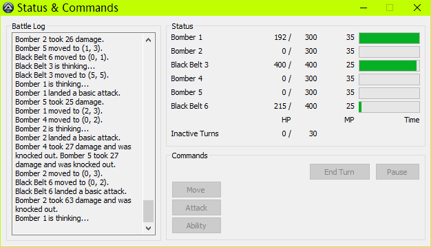 Figure 2. Status & Commands window