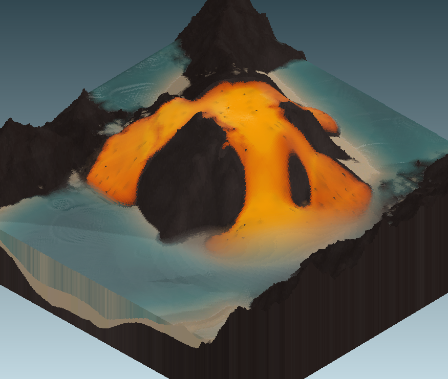 lava and water