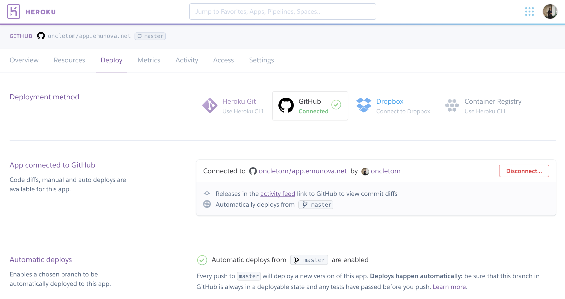 heroku github import