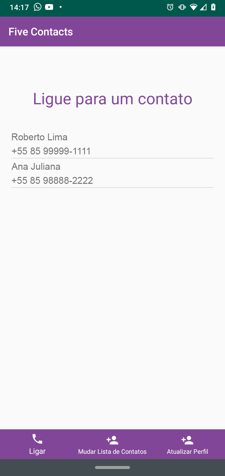 Call Screen with contacts