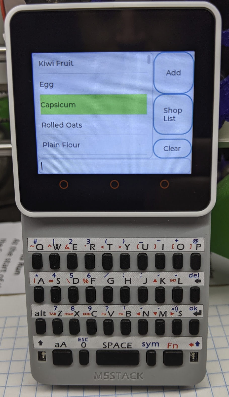 Demonstration of grocy pad running on hardware