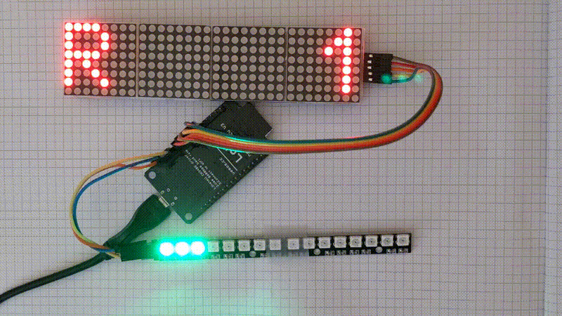 NodeMCU ESP8266 with 16 RGB and 32x8 LED matrix