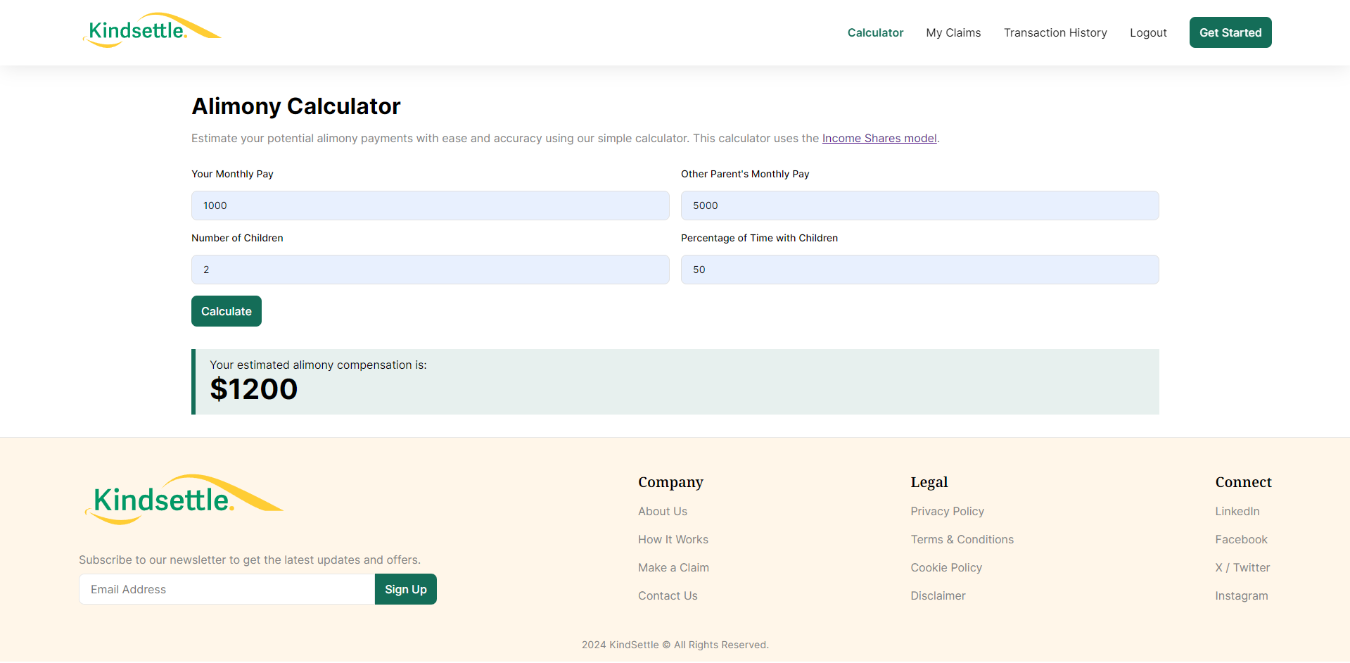 Alimony Calculator Page