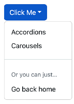 A dropdown button showing links, a divider, and some text.