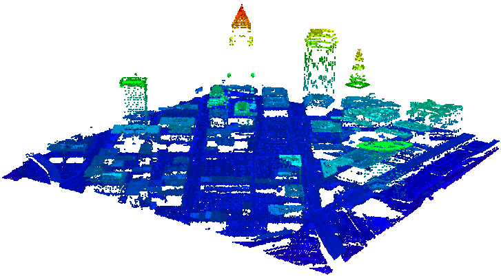 Figure 9: Lidar data arrives as a collection of points–it has to be transformed to a regular grid.