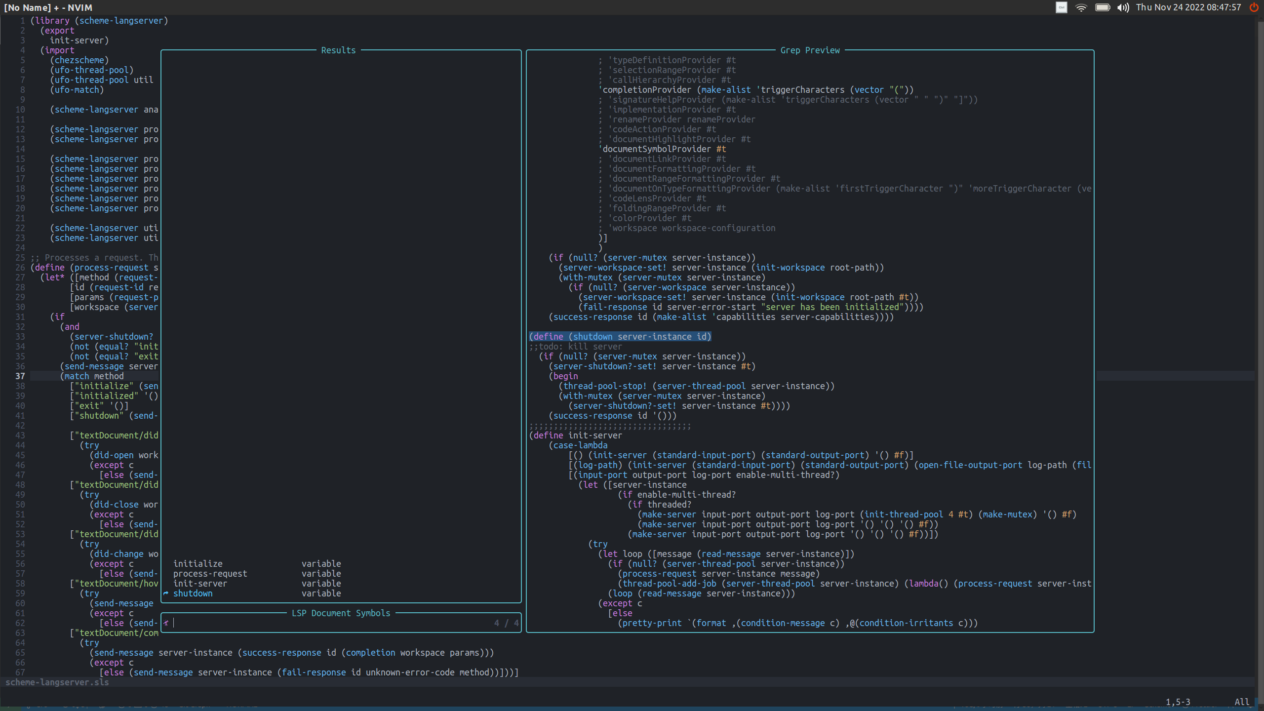 Find document symbols with telescope.nvim