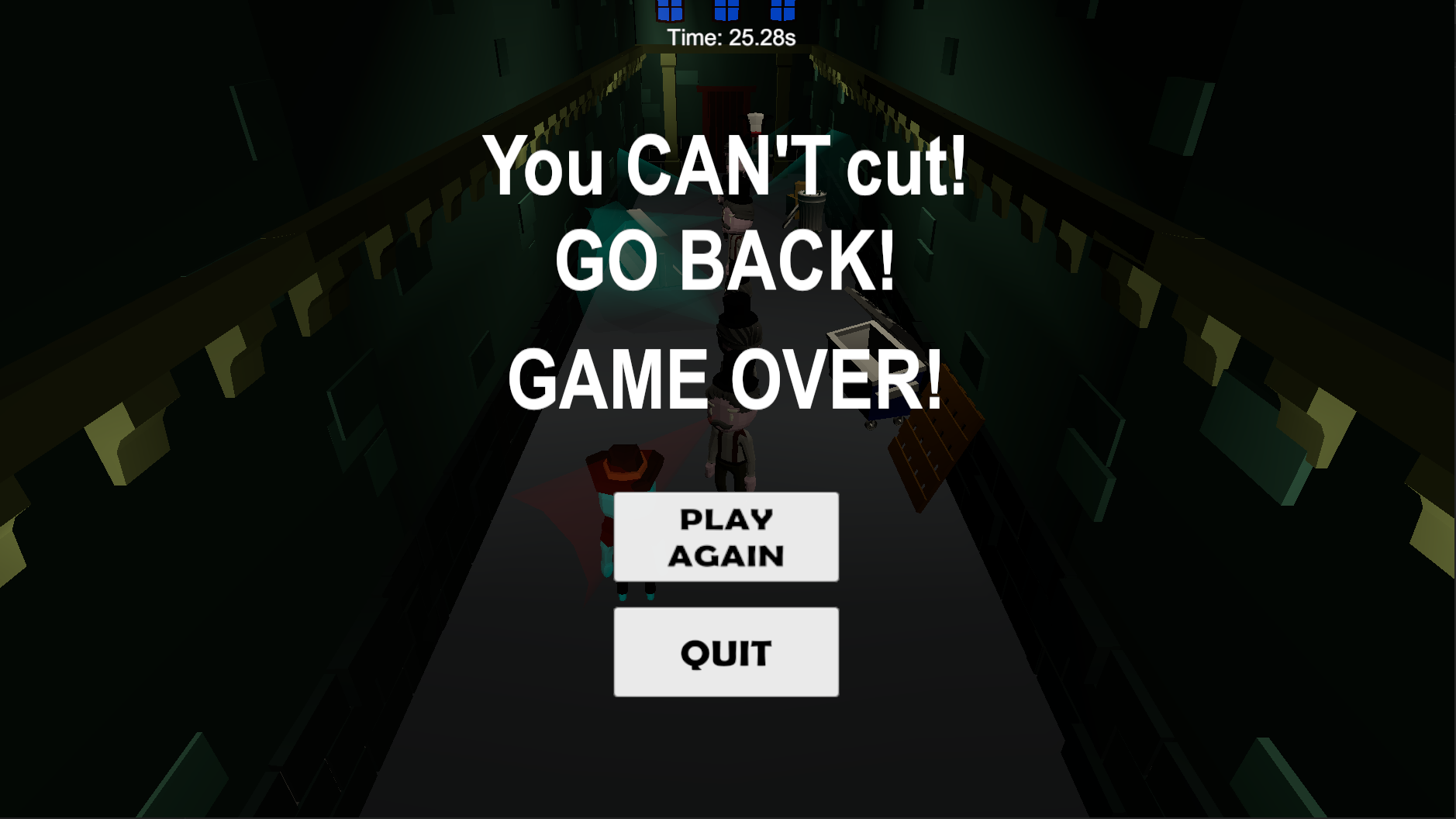 Screenshot of the game over screen.