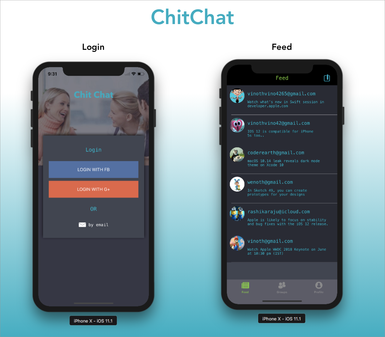Screenshot of Chit Chat for iOS