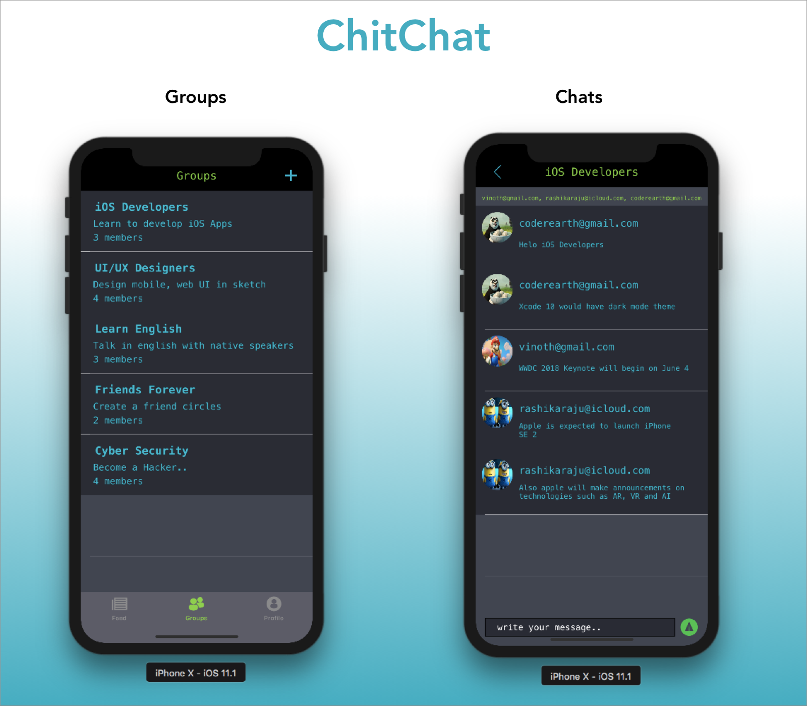 Screenshot of Chit Chat for iOS