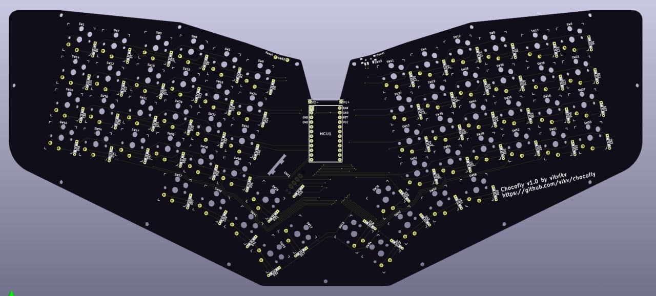 The Chocofly keyboard v1 PCB