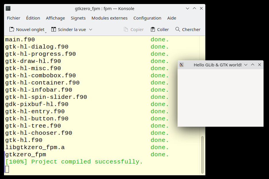 The gtkzero_fpm gtk-fortran example