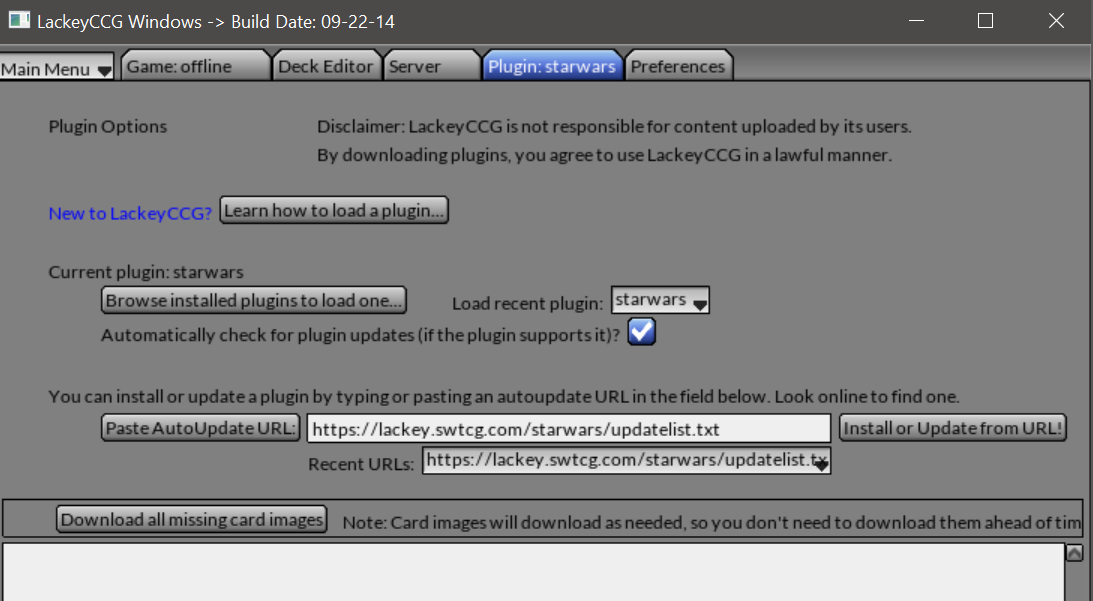 Lackey Plugin Settings