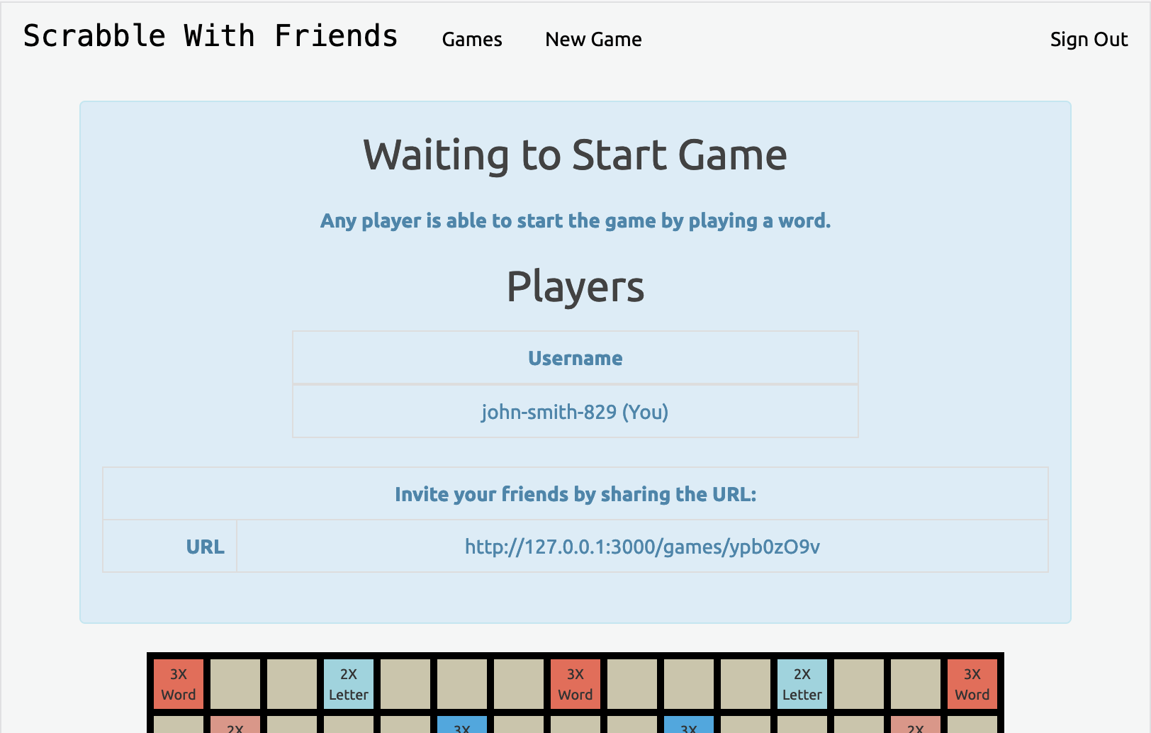 Screenshot: Waiting to Start Game