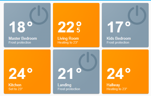 Screenshot of thermostats