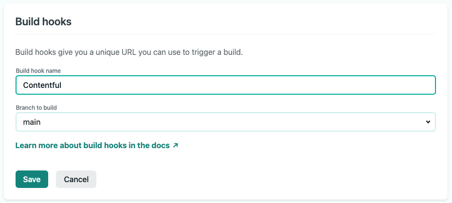 A screenshot of adding a build_hook in the Netlify UI