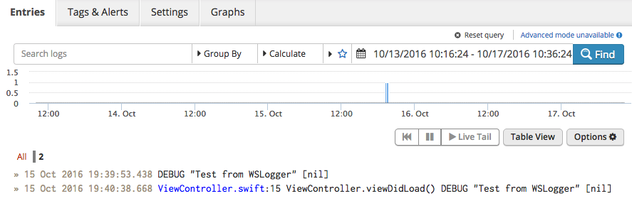 LogEntries dashboard