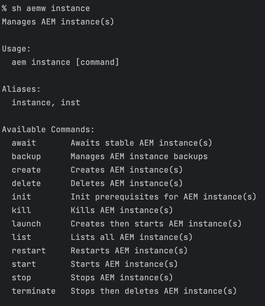 CLI Help Instance