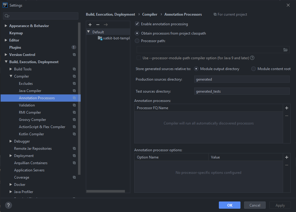 Enable annotation processing in IntelliJ