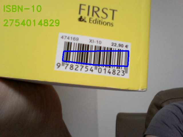 Decoding of a barcode with the library ZBar
