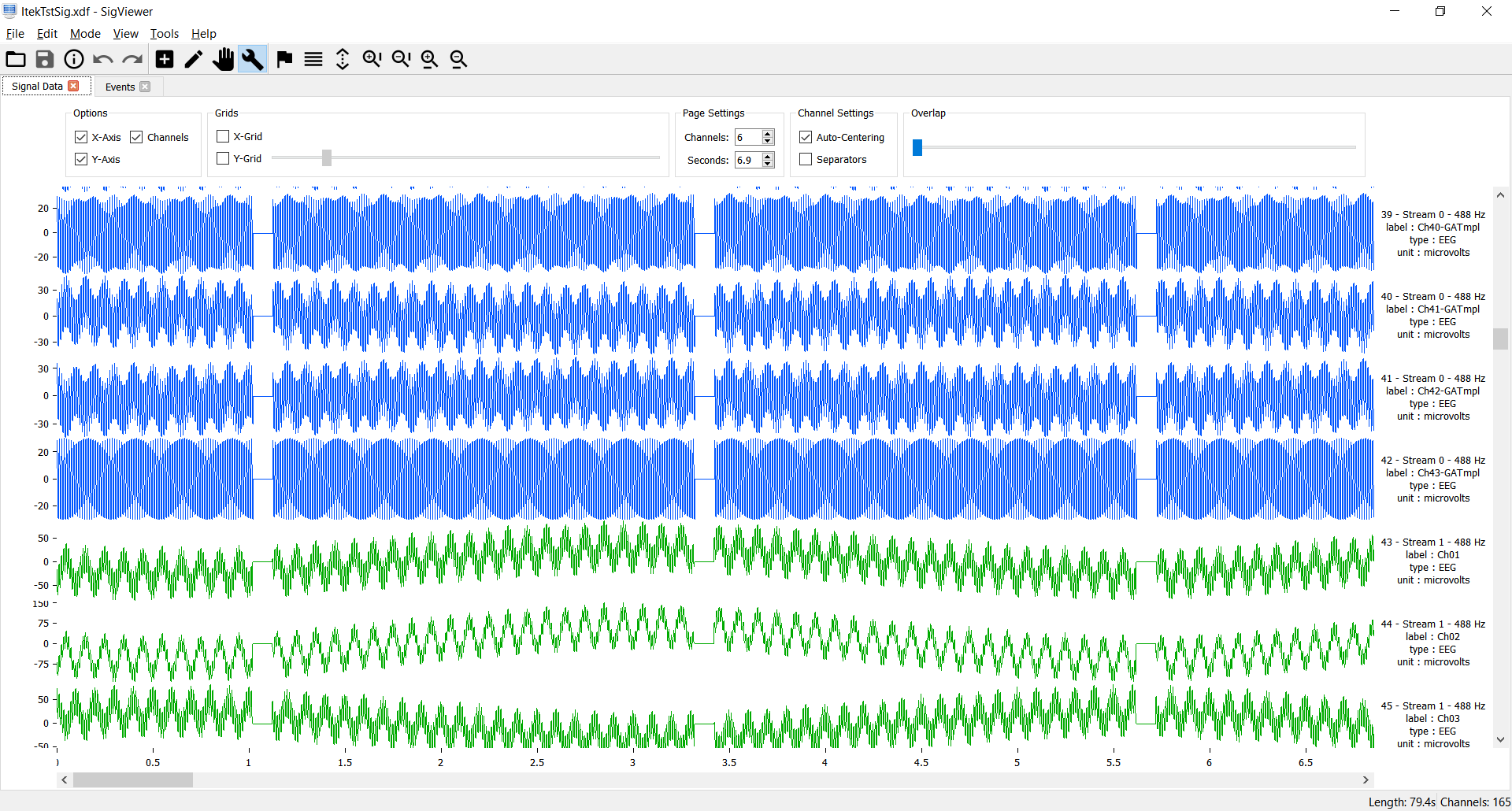 SigViewer using libxdf to display signals in XDF files