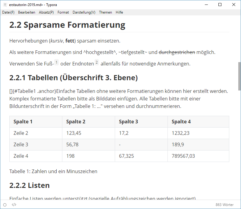 Nachbearbeitung mit Typora