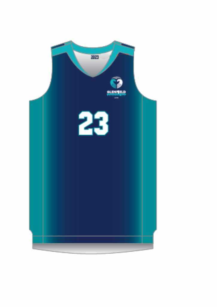 Glenfield Intermediate Basketball Singlet Navy/Teal