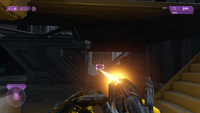 First-person view of the Sentinel beam being fired in Halo 2: Anniversary campaign.