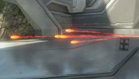 The Incineration Cannon's explosive rounds when fired in Halo 4.