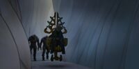 Two Sangheili Honor Guards with the Prophet of Mercy in Halo: The Television Series.