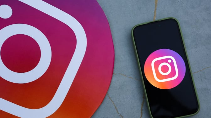 A phone screen displaying the logo of Instagram is seen in Ankara, Turkiye on September 27, 2024.