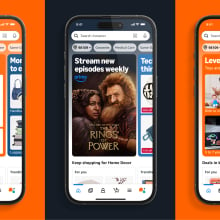 three side by side screenshots of amazon's redesigned app