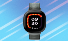 Fitbit Google Ace LTE on blue and white abstract background