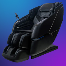 Kyota Kizuna massage chair on a purple gradient background