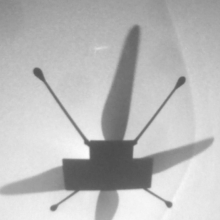 The shadow of NASA's Ingenuity helicopter on Mars in October 2023.