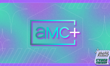 AMC Plus logo with teal and purple background