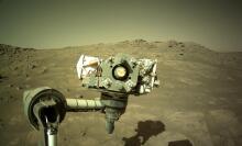 The Perseverance rover captured this Martian image using one of its navigation cameras. 