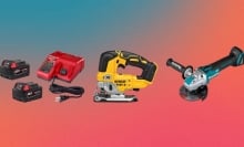 Selection of tools on red background