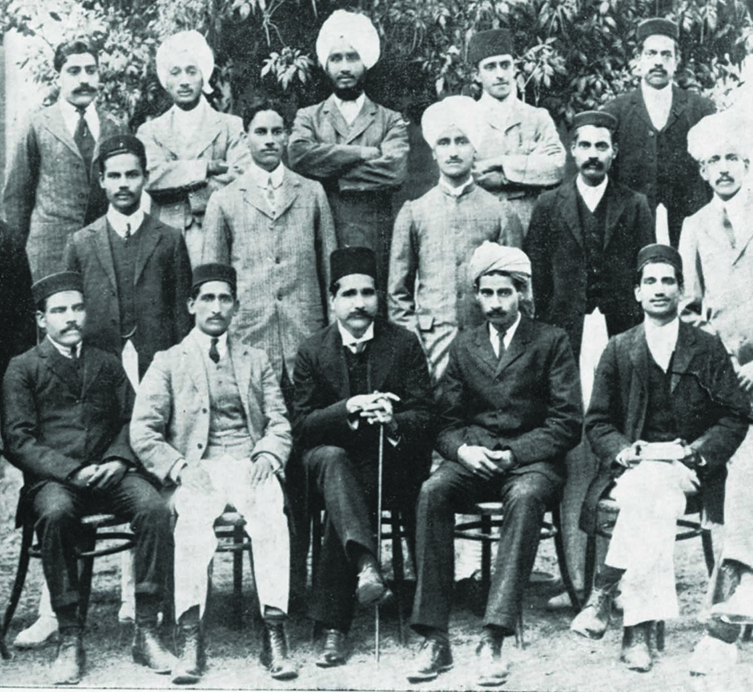 Allama Iqbal (front row; centre) with students at Government College, Lahore, where he served as a faculty member in the Philosophy Department. Photo: Iqbal Academy.