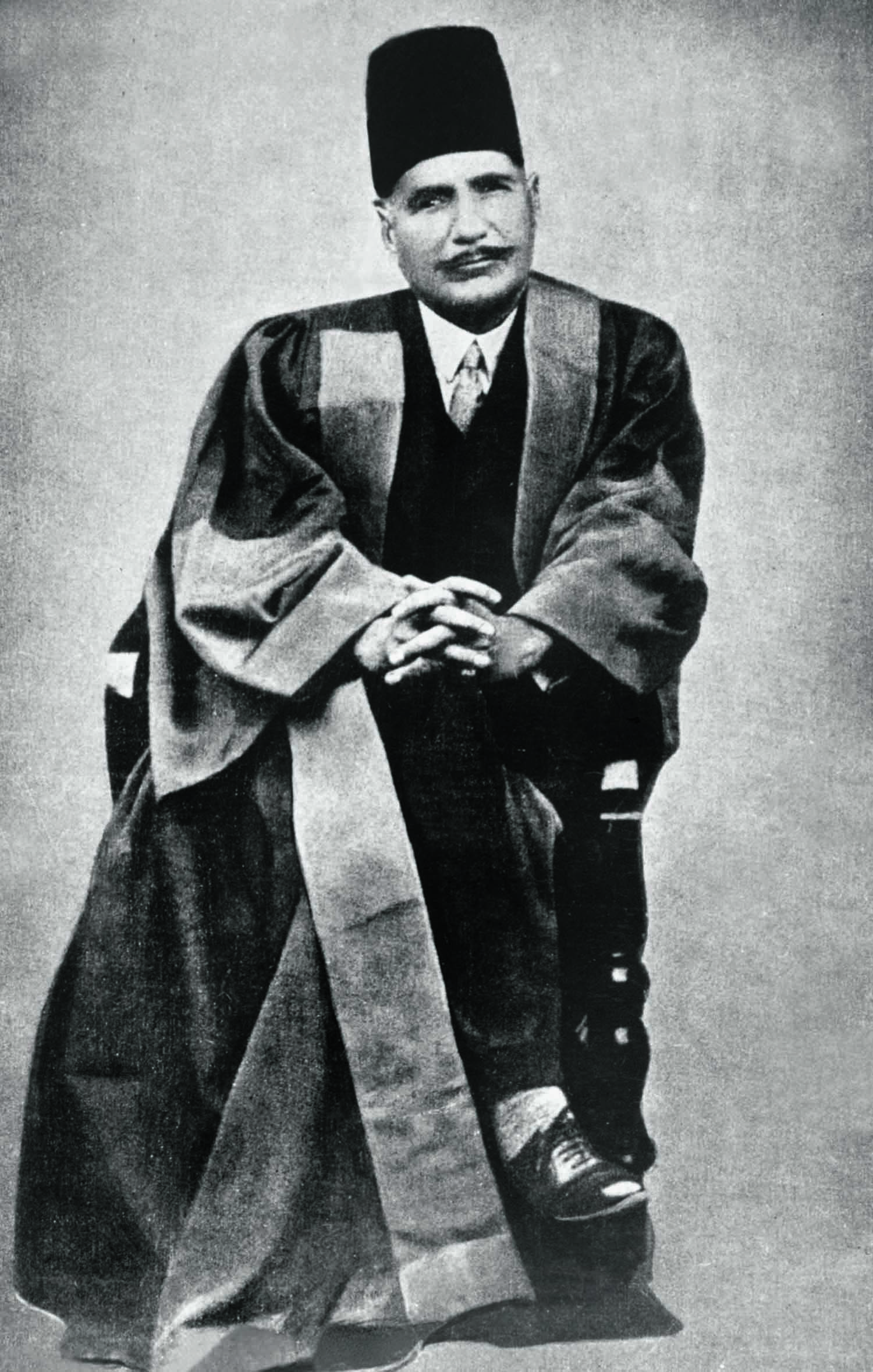 Allama Iqbal photographed right after having been acknowledged for one of the many distinguished academic achievements in his life. Photo: Iqbal Academy.