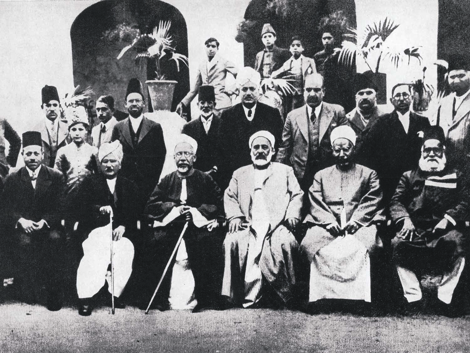 Allama Iqbal (back row; third from right) with scholars from the famous Al-Azhar University, Cairo, who visited Lahore in 1937. Photo: The Allama Iqbal Collection.