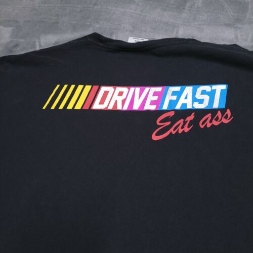 Drive Fast Eat Ass Funny Dark Humor Large Shirt Old Row 69 Pocket ...