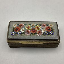 Antique Italian Micro Mosaic Metal Trinket Box 7.4cm x 3.7cm 7.6g (F2) W#632