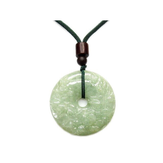 Unbrand Jade round flower carved pendant neck str… - image 4