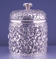 FINE c1880 TIFFANY & CO REPOUSSE FERN STERLING SILVER DRESSER JAR VANITY BOX