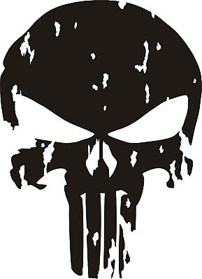 PUNISHER No.3 skull Distressed hood side vinyl decal for car black | eBay