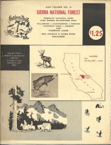 1966 SIERRA NATIONAL FOREST Map Folder No. 5 ~ Yosemite, High Sierra ...