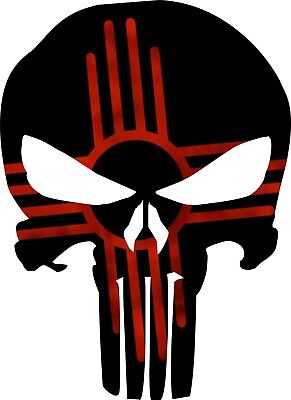 PUNISHER NEW MEXICO FLAG BLACK RED LOGO SKULL VINYL DECAL REFLECTIVE ...