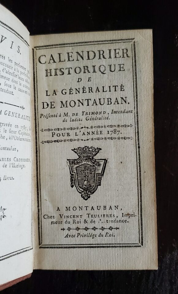 1786 CALENDRIER HISTORIQUE Almanack | eBay