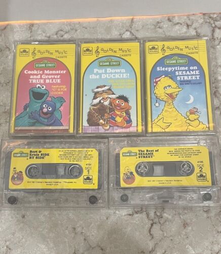 Lot of 5 Sesame Street Cassette Tapes Big Bird Bert Ernie Cookie ...